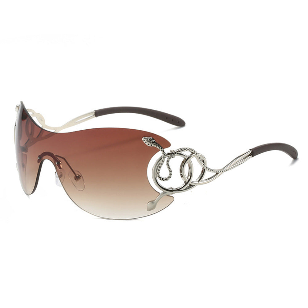 Wholesale Large Frame Y2K Frameless PC Sunglasses